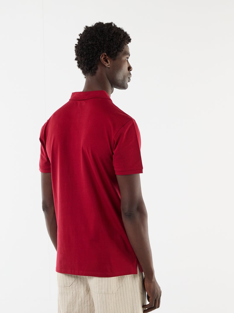 Polo de punto con cuello abotonado Rojo - Kiabi