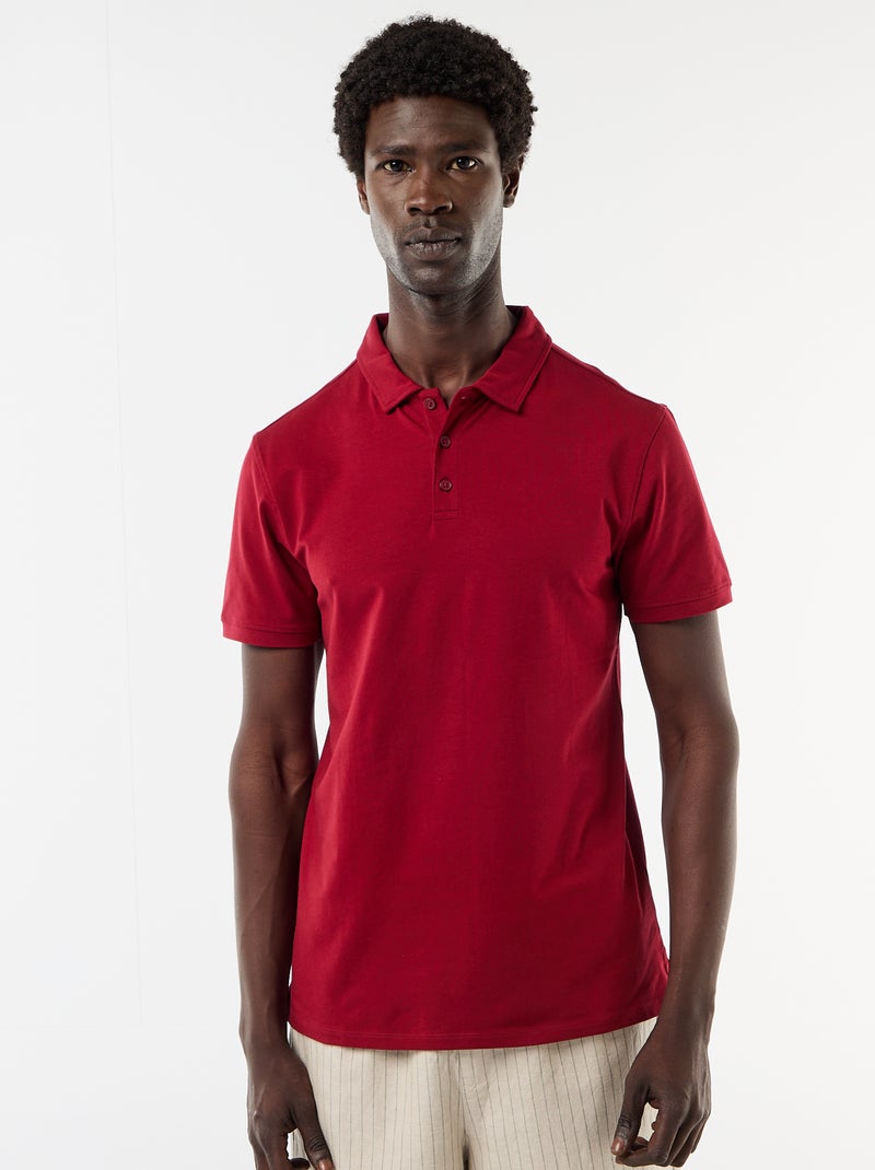 Polo de punto con cuello abotonado Rojo - Kiabi