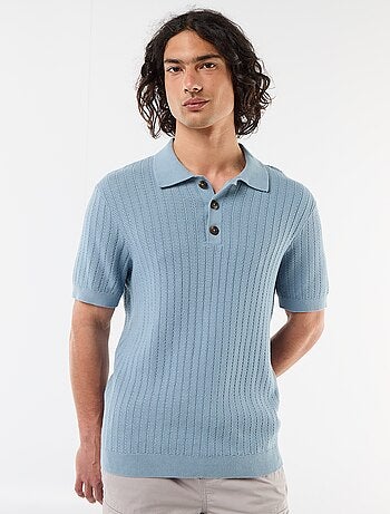 Polo de punto con efecto tricot