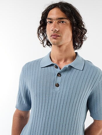 Polo de punto con efecto tricot