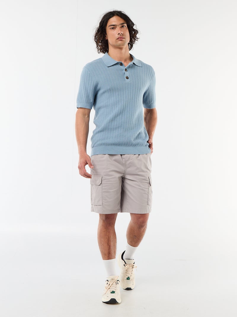 Polo de punto con efecto tricot Azul - Kiabi