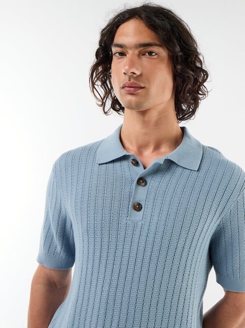 Polo de punto con efecto tricot - Kiabi
