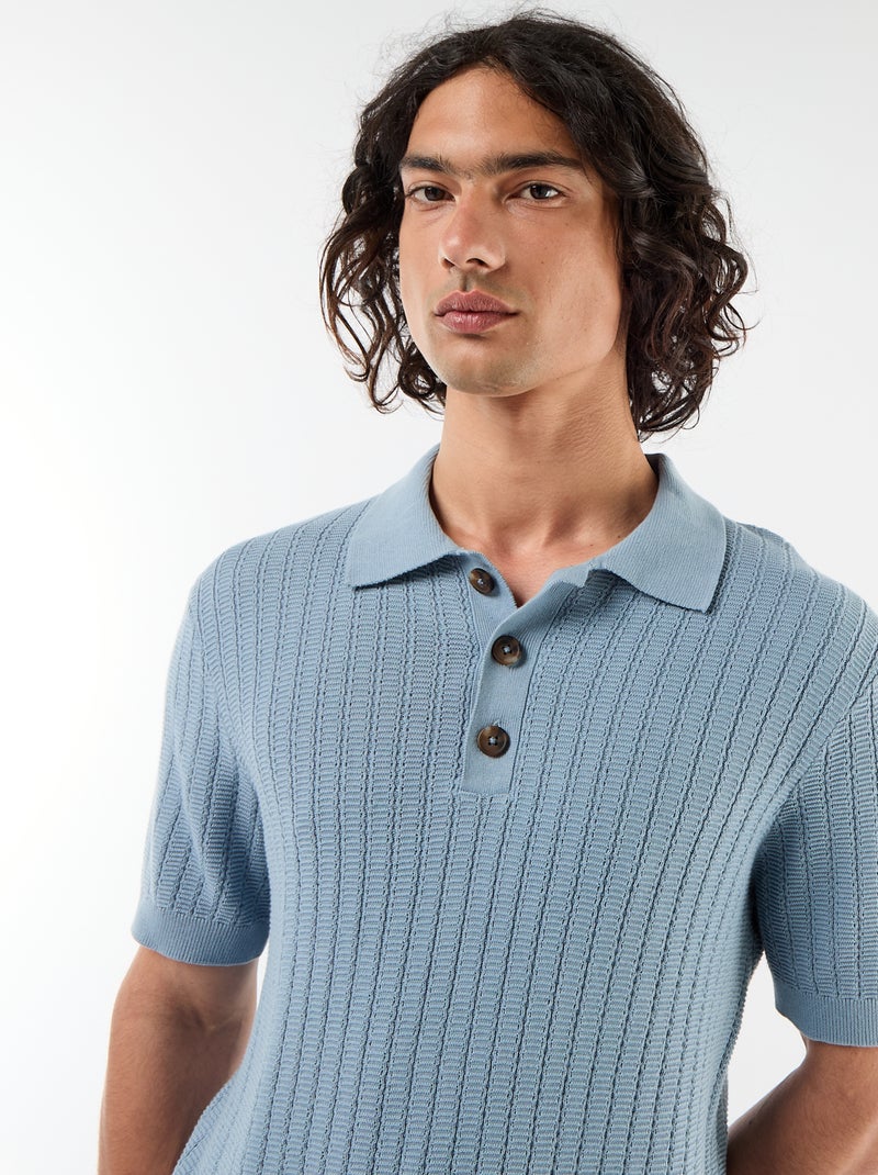 Polo de punto con efecto tricot Azul - Kiabi
