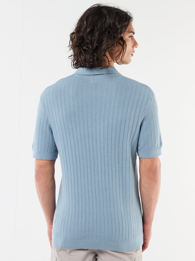 Polo de punto con efecto tricot Azul - Kiabi