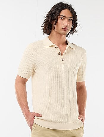 Polo de punto con efecto tricot