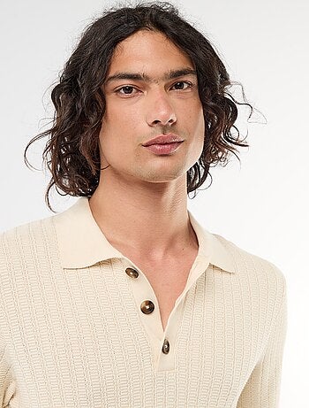 Polo de punto con efecto tricot