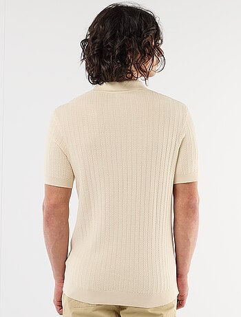 Polo de punto con efecto tricot