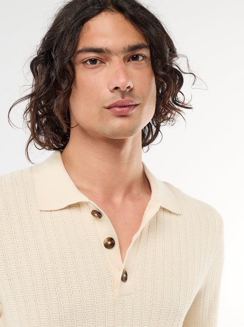 Polo de punto con efecto tricot - Kiabi
