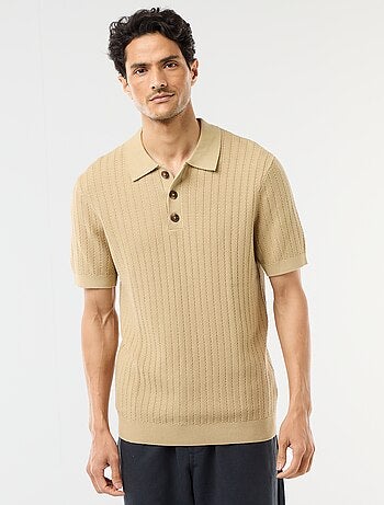 Polo de punto con efecto tricot