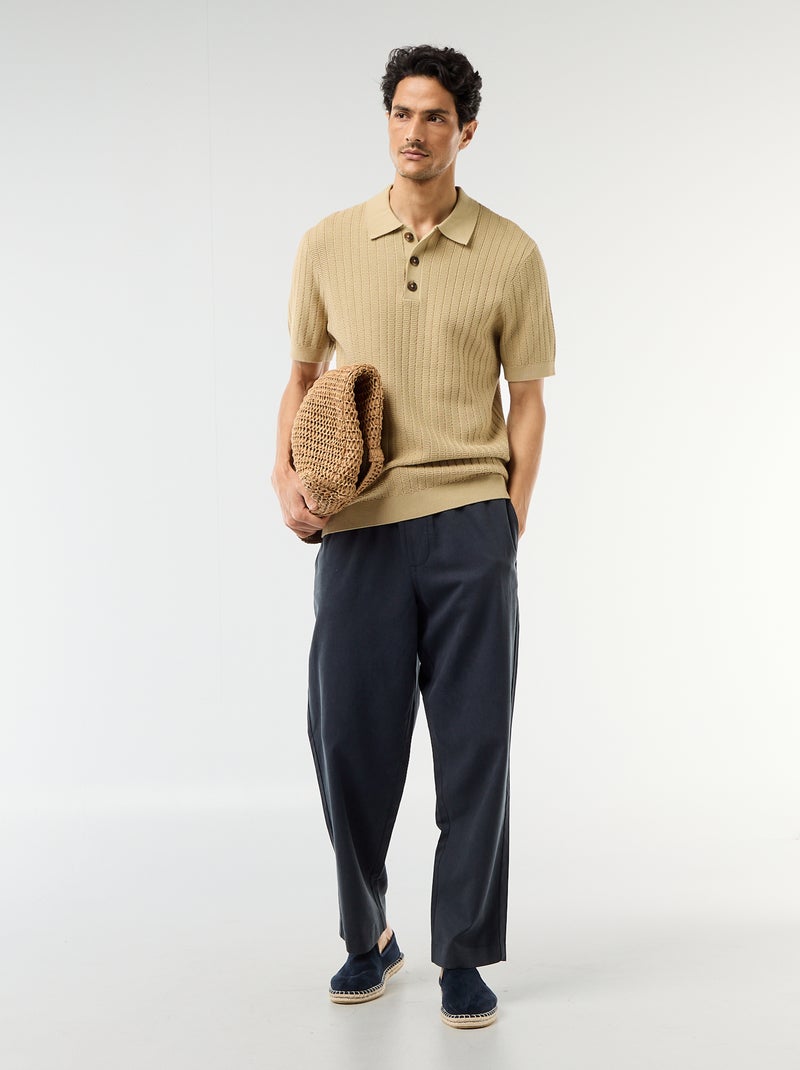 Polo de punto con efecto tricot Beige - Kiabi