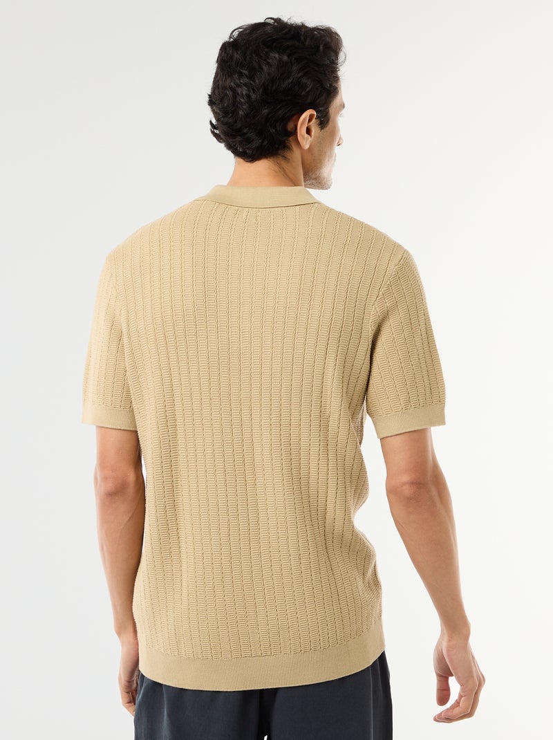 Polo de punto con efecto tricot Beige - Kiabi
