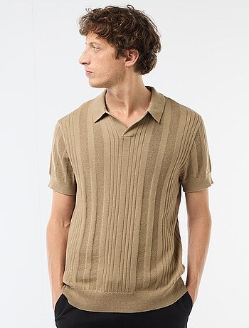 Polo de punto con efecto tricot