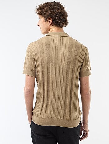 Polo de punto con efecto tricot