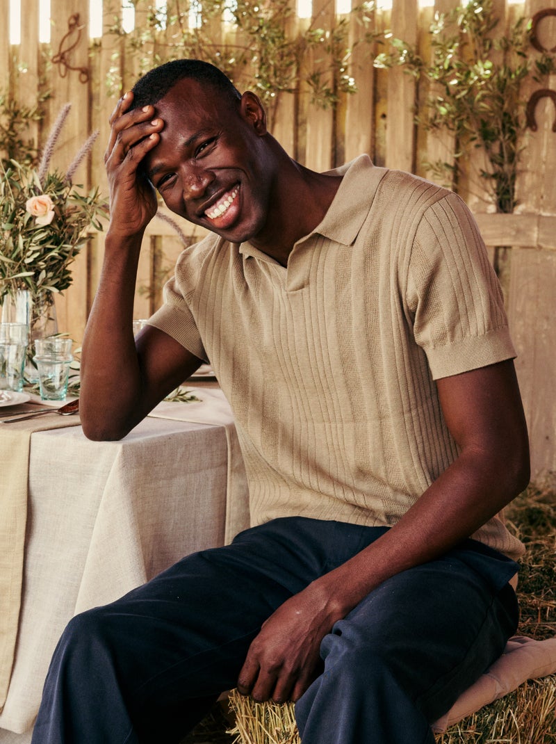 Polo de punto con efecto tricot Beige - Kiabi