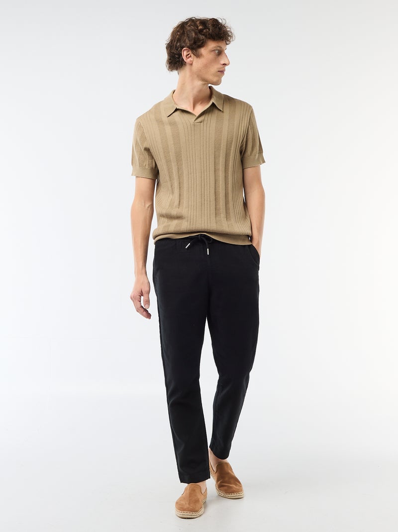 Polo de punto con efecto tricot Beige - Kiabi