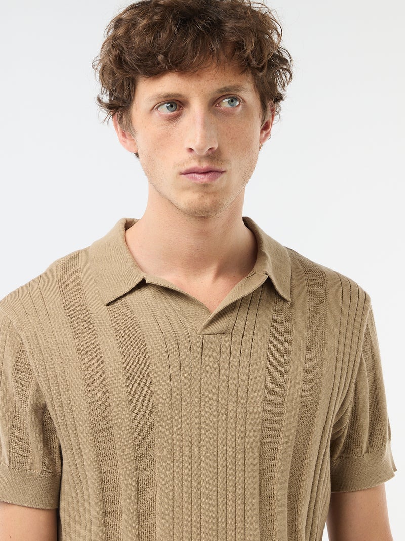 Polo de punto con efecto tricot Beige - Kiabi
