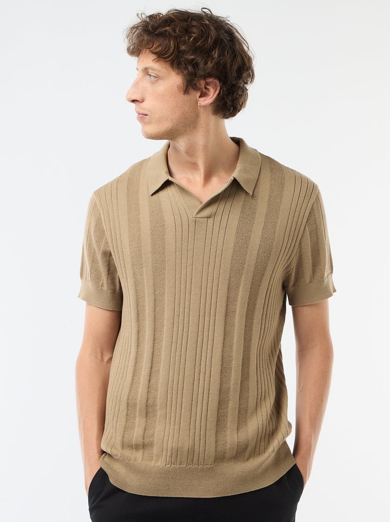 Polo de punto con efecto tricot Beige - Kiabi