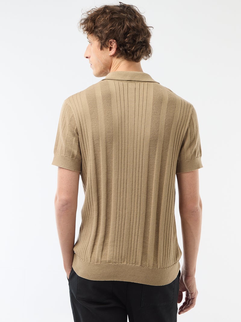 Polo de punto con efecto tricot Beige - Kiabi