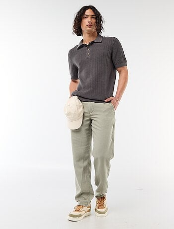 Polo de punto con efecto tricot