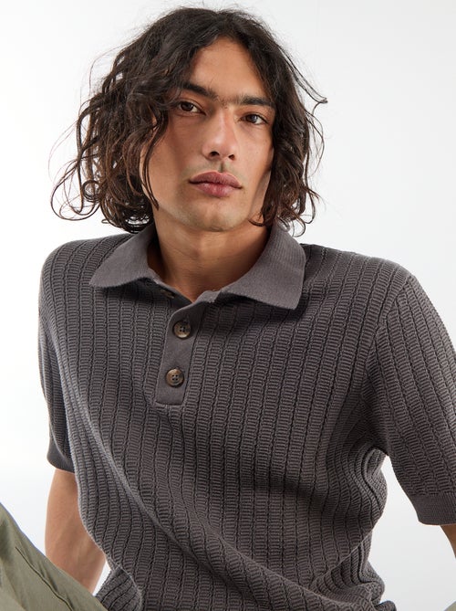 Polo de punto con efecto tricot - Kiabi