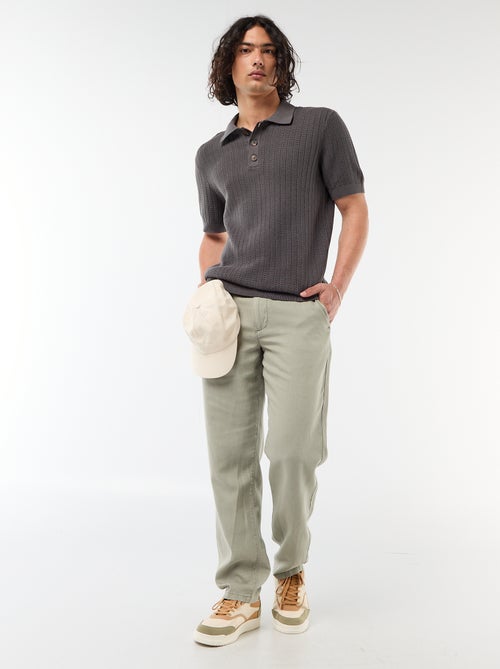 Polo de punto con efecto tricot - Kiabi