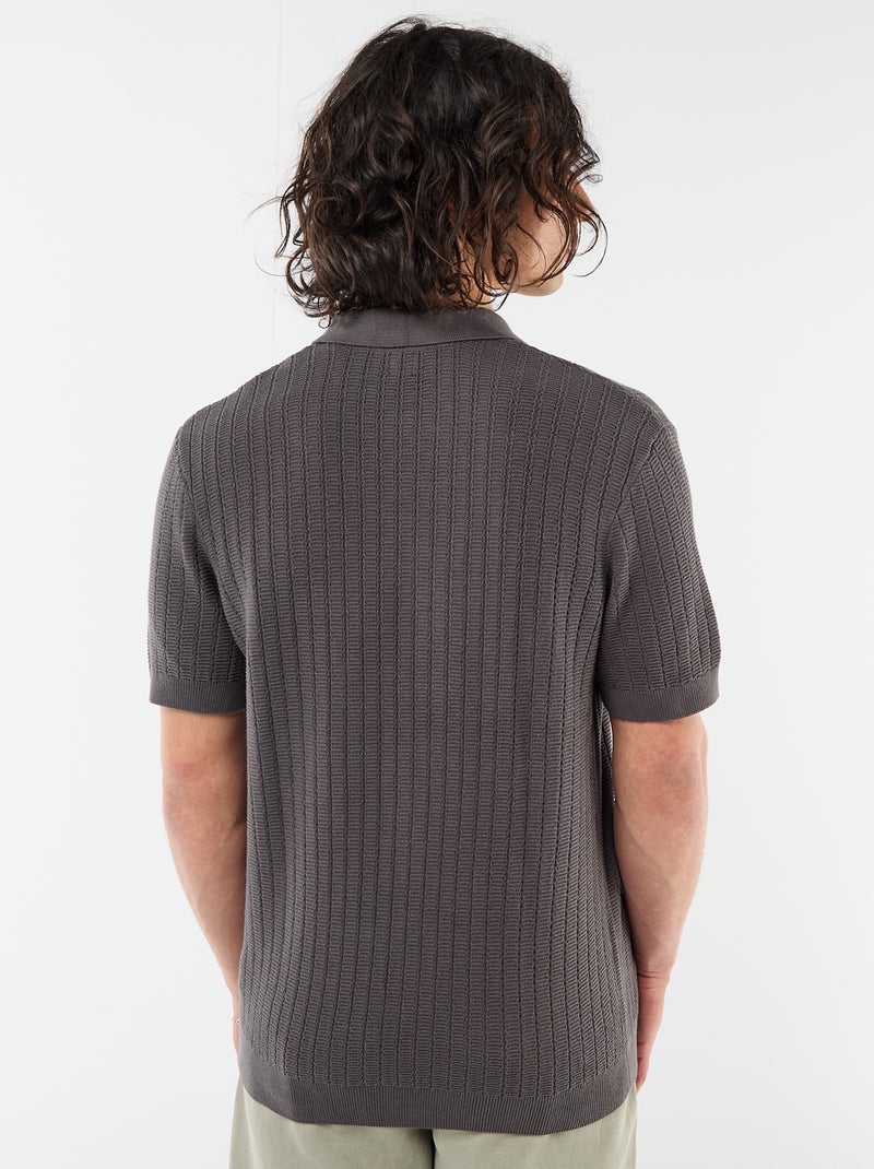 Polo de punto con efecto tricot Gris - Kiabi