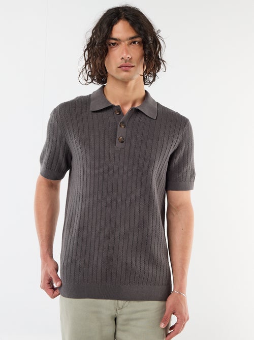 Polo de punto con efecto tricot - Kiabi