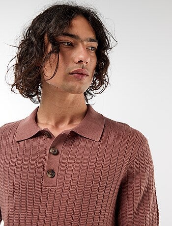 Polo de punto con efecto tricot