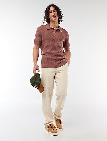 Polo de punto con efecto tricot