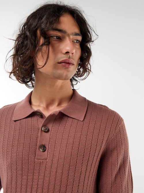 Polo de punto con efecto tricot - Kiabi