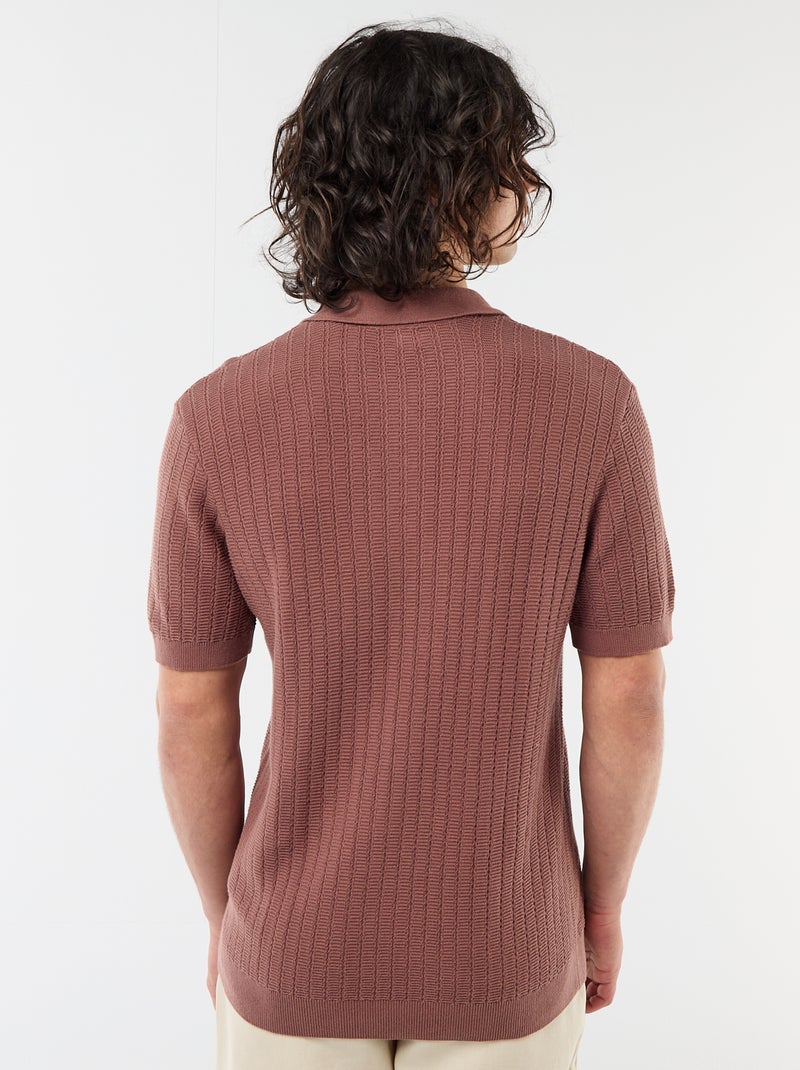 Polo de punto con efecto tricot Marron - Kiabi