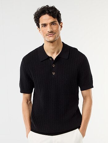 Polo de punto con efecto tricot
