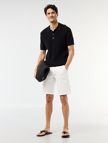 Polo de punto con efecto tricot