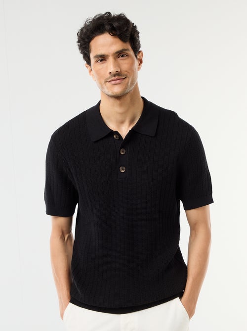 Polo de punto con efecto tricot - Kiabi