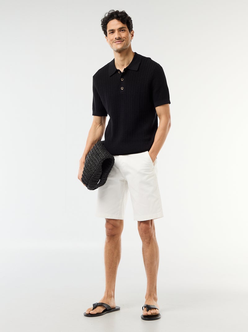 Polo de punto con efecto tricot Negro - Kiabi