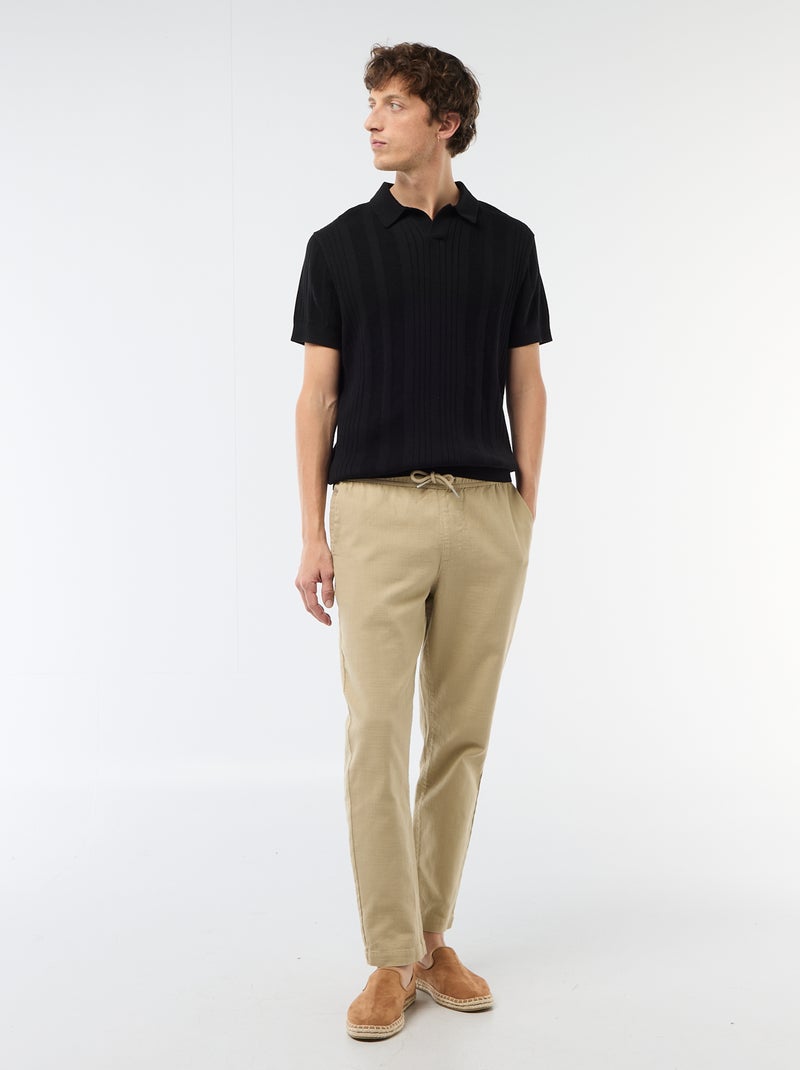 Polo de punto con efecto tricot Negro - Kiabi