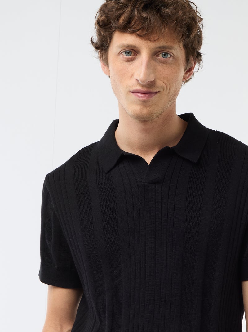 Polo de punto con efecto tricot Negro - Kiabi
