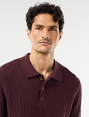 Polo de punto con efecto tricot