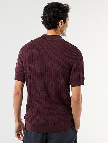 Polo de punto con efecto tricot