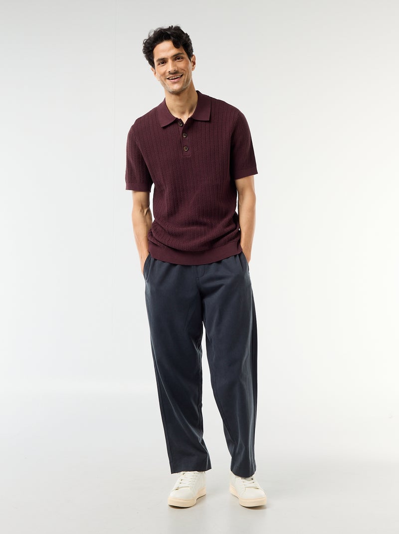 Polo de punto con efecto tricot Purpura - Kiabi