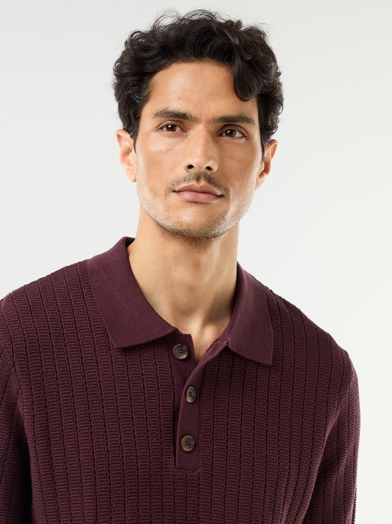 Polo de punto con efecto tricot Purpura - Kiabi