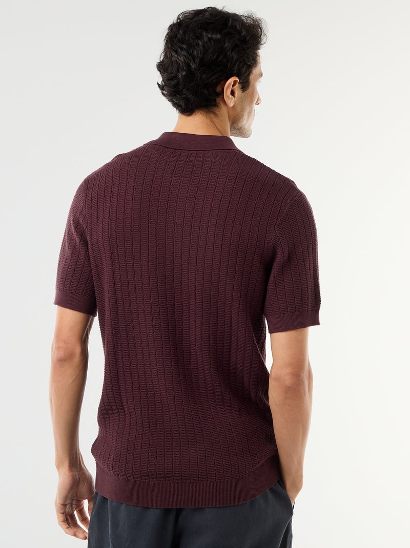 Polo de punto con efecto tricot Purpura - Kiabi