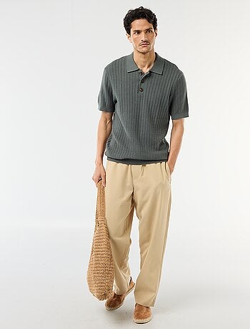 Polo de punto con efecto tricot