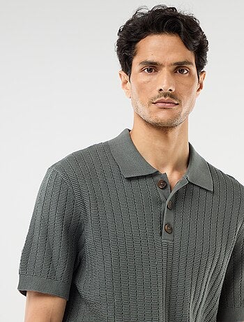 Polo de punto con efecto tricot