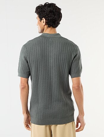 Polo de punto con efecto tricot