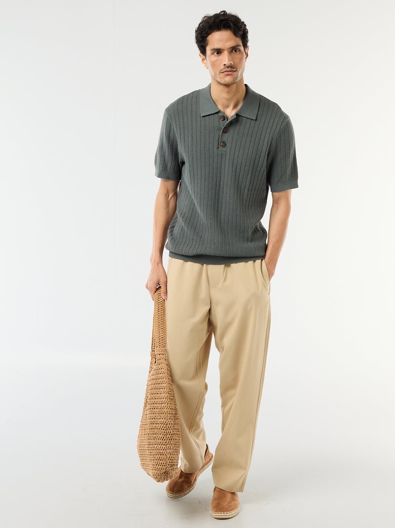 Polo de punto con efecto tricot Verde - Kiabi