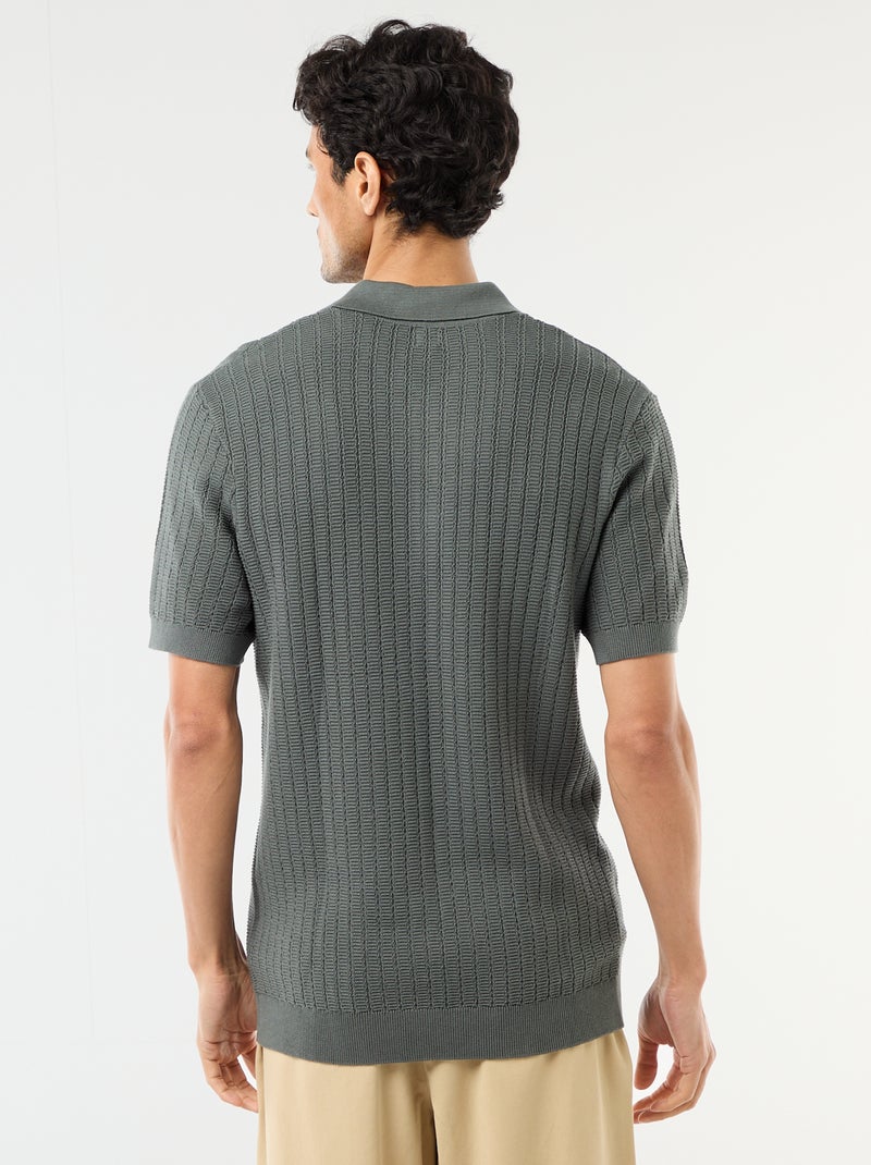 Polo de punto con efecto tricot Verde - Kiabi