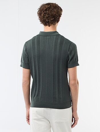 Polo de punto con efecto tricot