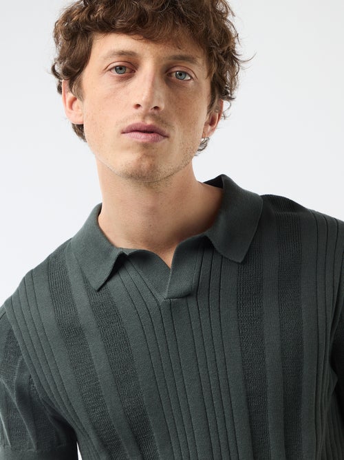 Polo de punto con efecto tricot - Kiabi Polo de punto con efecto tricot - Kiabi