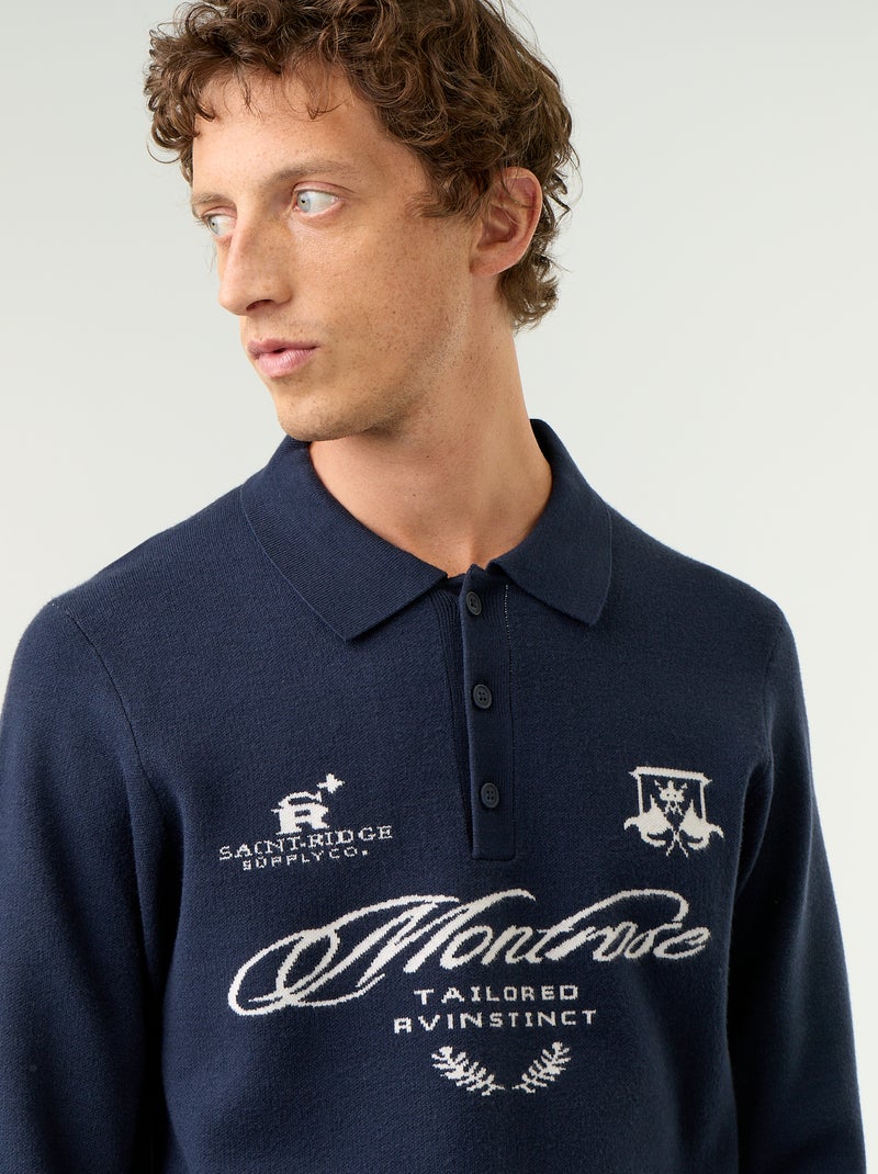 Polo de punto con estampado Azul - Kiabi